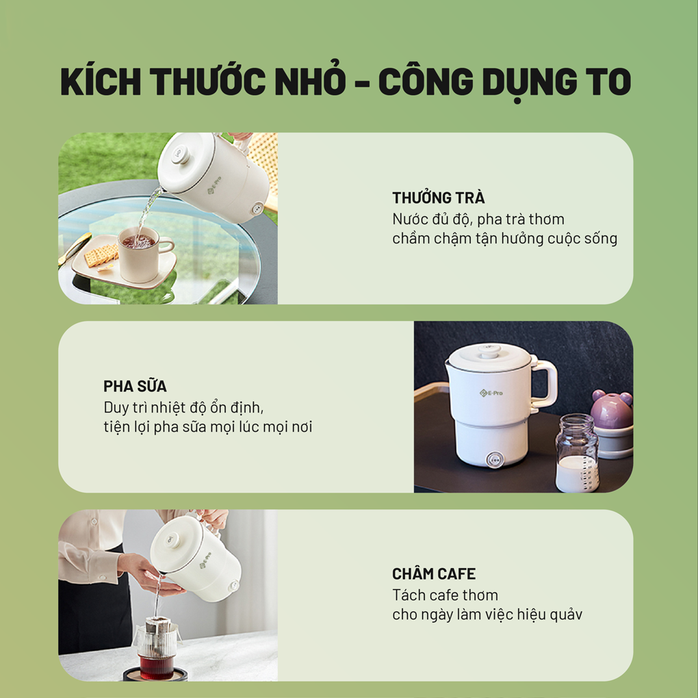 Bình Đun Điện E-PRO 800ml VEP-EKT-SS2 (ZDP) 5