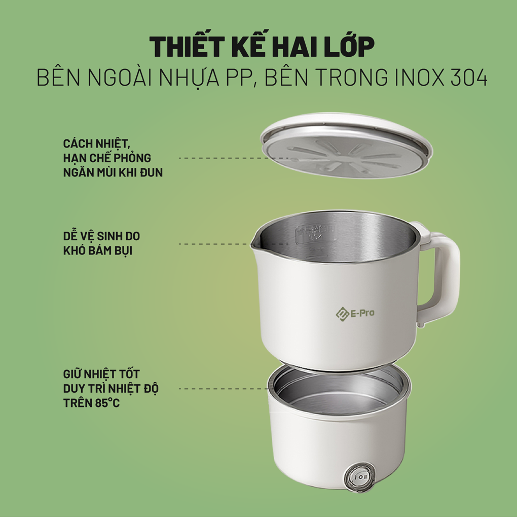 Bình Đun Điện E-PRO 800ml VEP-EKT-SS2 (ZDP) 7