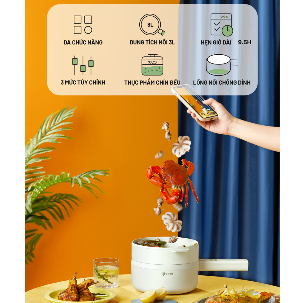 Nồi Điện Đa Năng E-PRO 3.0 Lít VEP-DEC-SD4Z 9