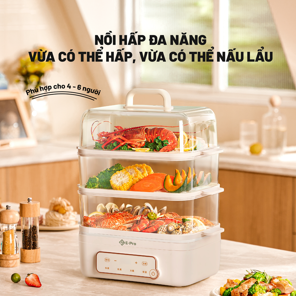 Nồi Lẩu Hấp Thủy Nhiệt Đa Năng E-PRO 22 Lít VEP-HPS-DZ8 (PP3) 4