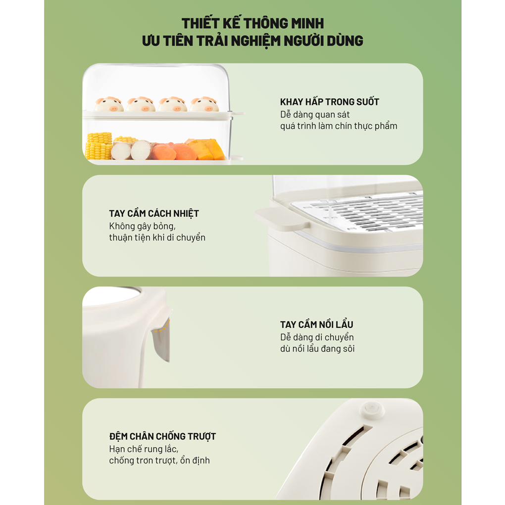 Nồi Lẩu Hấp Thủy Nhiệt Đa Năng E-PRO 22 Lít VEP-HPS-DZ8 (PP3) 7