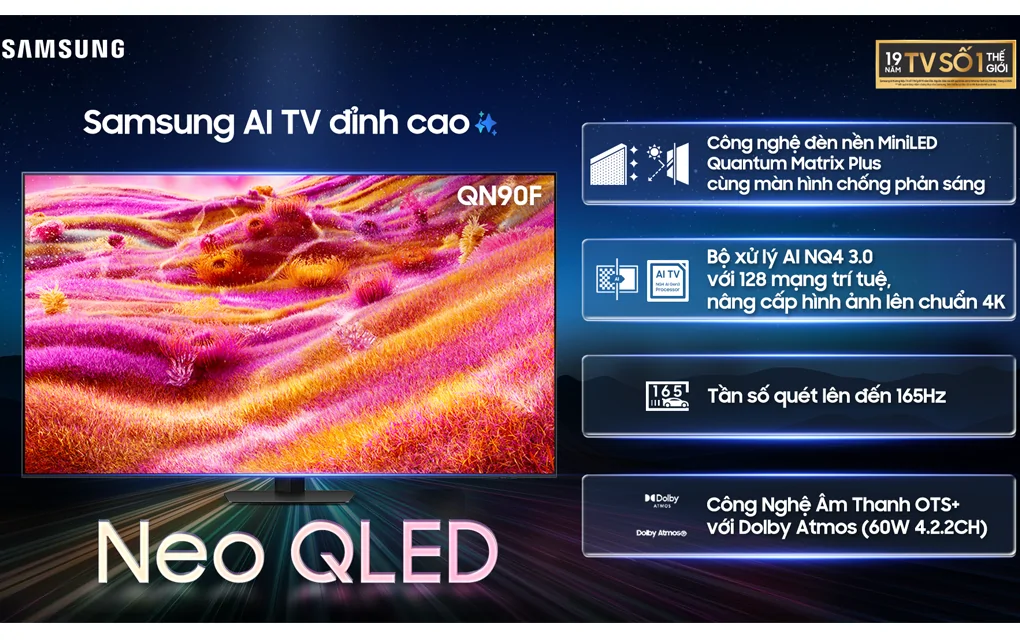 Smart AI Tivi Samsung Mini LED 4K 65 Inch QA65QN90F