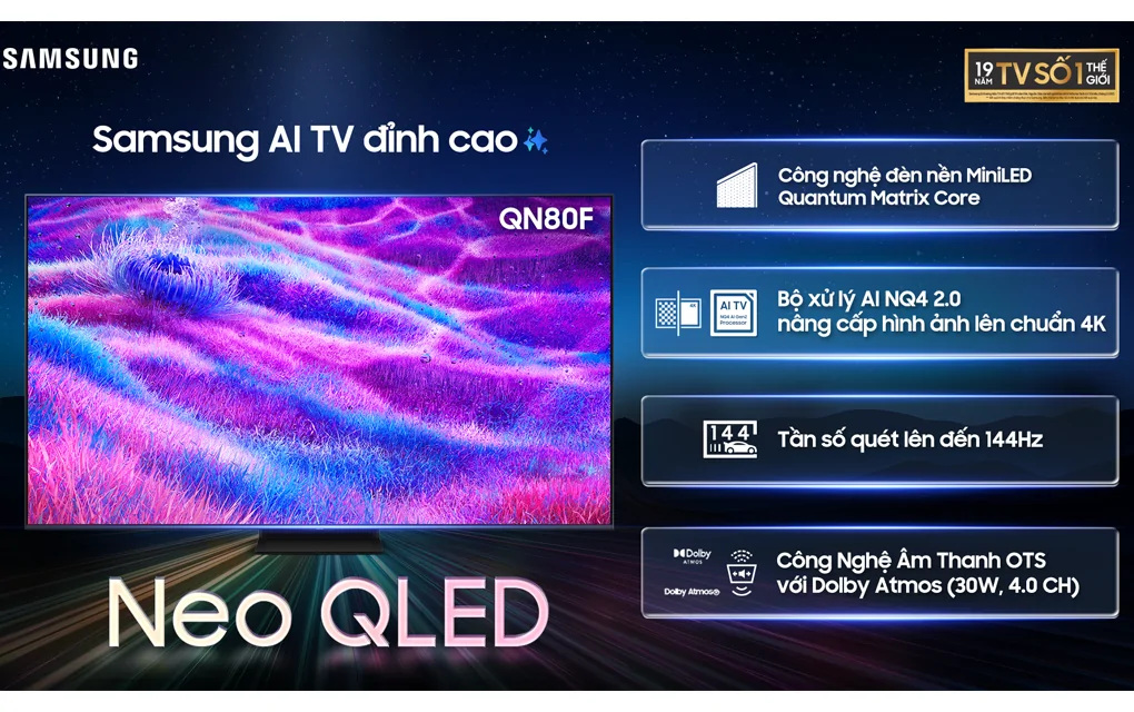 Smart AI Tivi Samsung Mini LED 4K 55 Inch QA55QN80F
