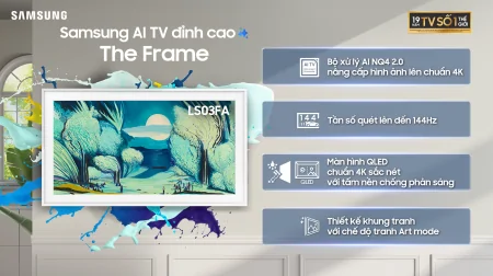 Smart Tivi Khung Tranh The Frame QLED Samsung 4K Vision AI 65 Inch QA65LS03F