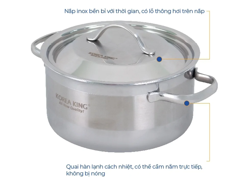 Nồi Inox 5 Lớp Đáy Liền Korea King KP-18S5PLY 2 Lít 4