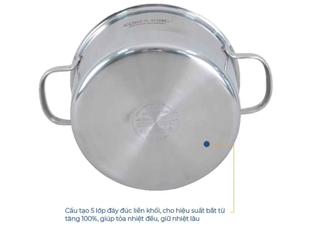 Nồi Inox 5 Lớp Đáy Liền Korea King KP-18S5PLY 2 Lít 5