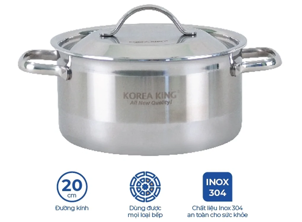 Nồi Inox 5 Lớp Đáy Liền Korea King KP-20S5PLY 3 Lít