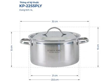Nồi Inox 5 Lớp Đáy Liền Korea King KP-22S5PLY 4 Lít 1