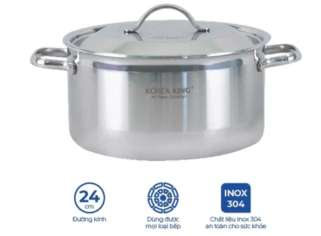 Nồi Inox 5 Lớp Đáy Liền Korea King KP-24S5PLY 5 Lít 0