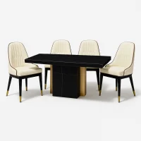 Bộ Bàn Cẩm Thạch Belfast DT-243 SY9390-1 + 4 Ghế Ăn ECOCH8