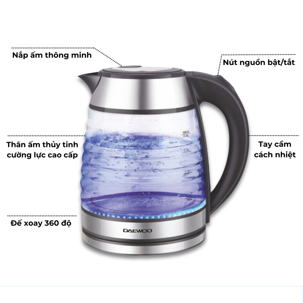 Ấm Đun Thủy Tinh Deawoo DWK-GL1803 1.7 Lít 3