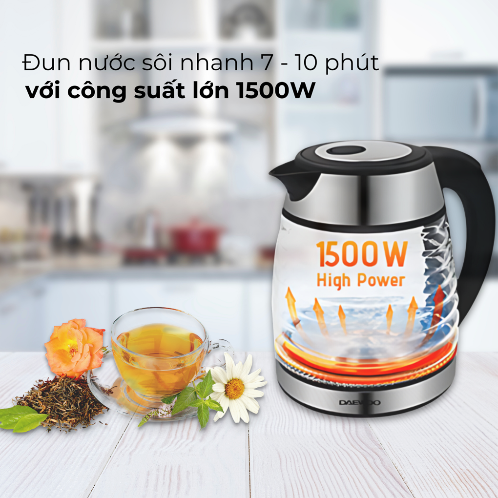 Ấm Đun Thủy Tinh Deawoo DWK-GL1803 1.7 Lít 7