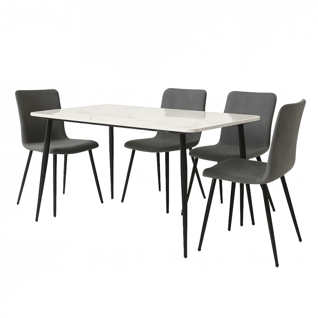 Bộ Bàn Ăn MLM-181357 + 4 Ghế Ăn MLM-181311 Xám