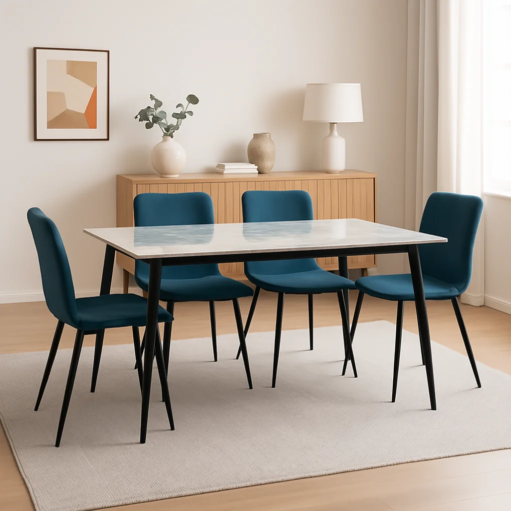 Bàn Ăn Bộ MLM-181357 + 4 Ghế Ăn MLM-181311 Xanh 0