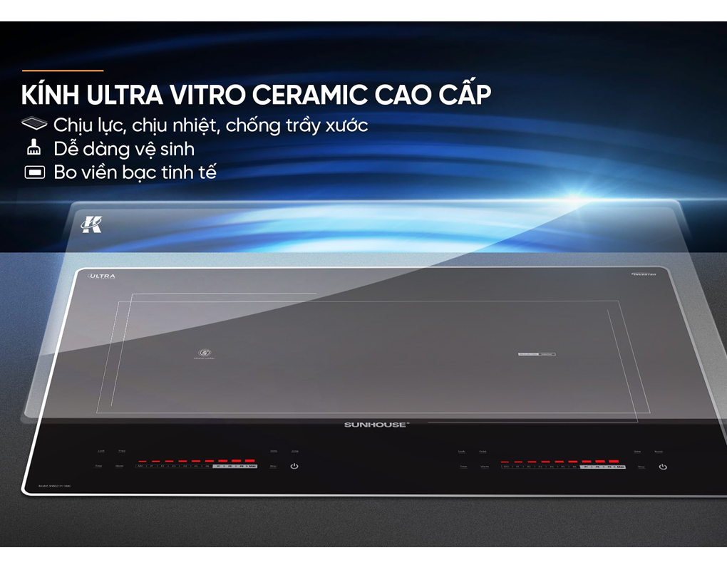 Bếp Đôi Điện Từ Hồng Ngoại Sunhouse SHB82191-VMC 4400W 6