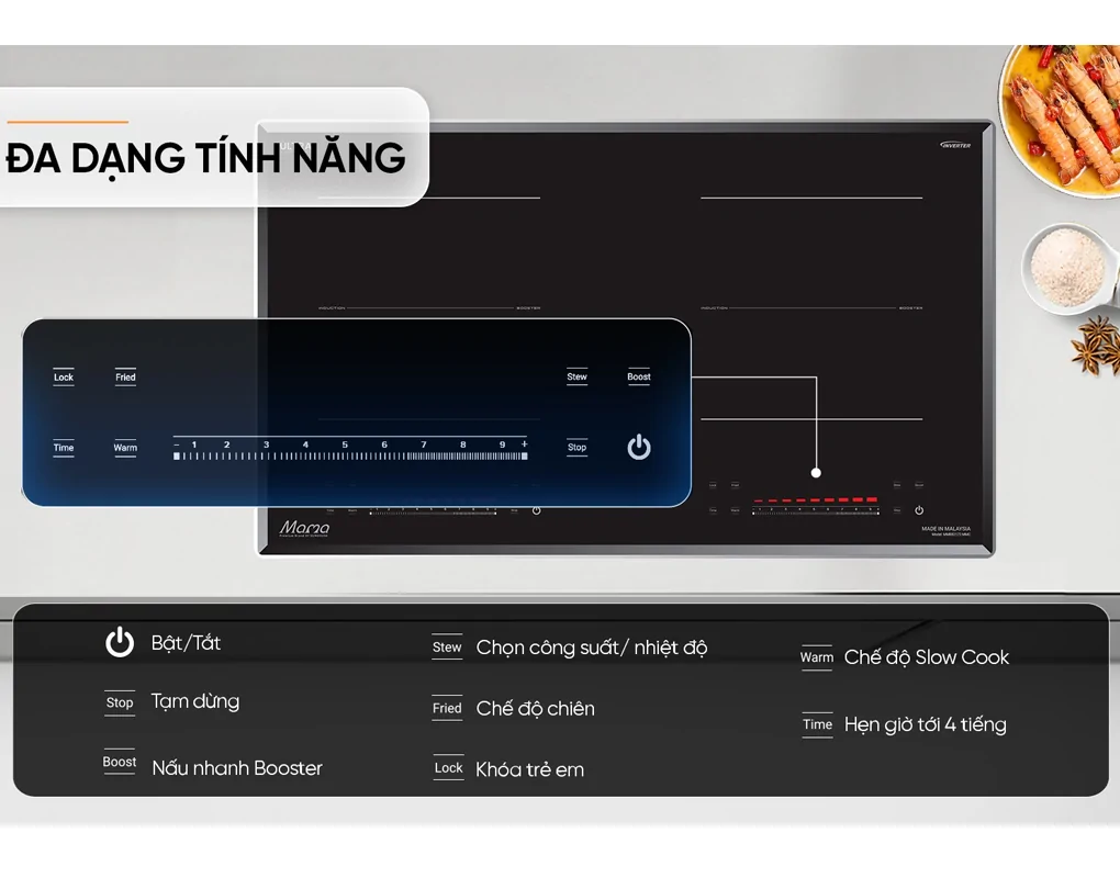Bếp Đôi Điện Từ Sunhouse Mama MMB82172-MMC - Xuất Xứ Malaysia 11