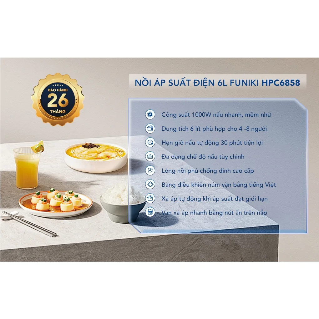 Nồi Áp Suất Điện Funiki HPC6858 6 Lít 3