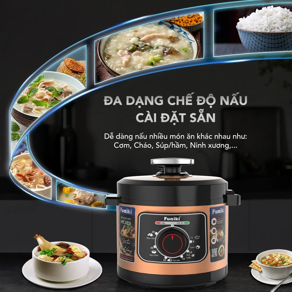 Nồi Áp Suất Điện Funiki HPC6858 6 Lít 6