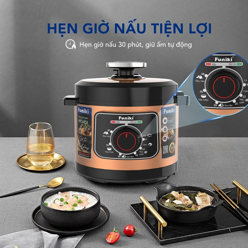 Nồi Áp Suất Điện Funiki HPC6858 6 Lít 8
