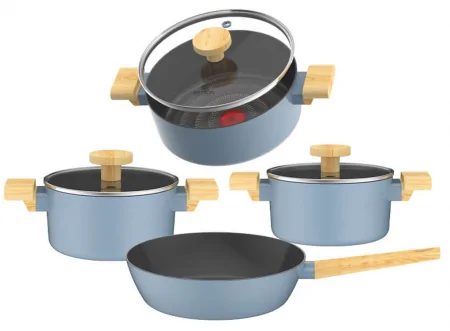 Bộ Nồi Chảo Chống Dính Vân Gỗ Elmich Nature EL-5206MG04 0