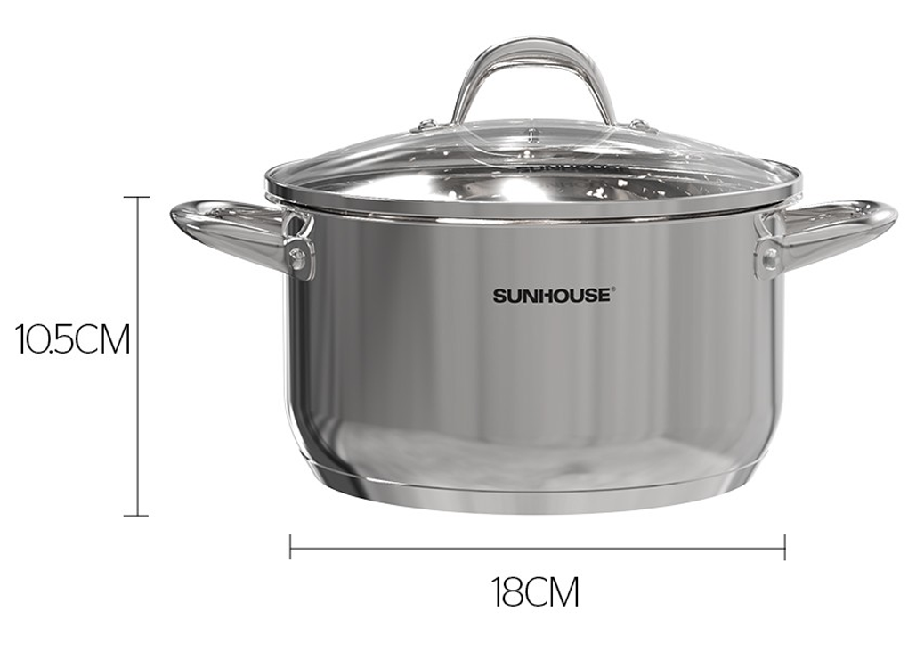 Nồi Inox 3 Đáy Sunhouse SHG301-18 2