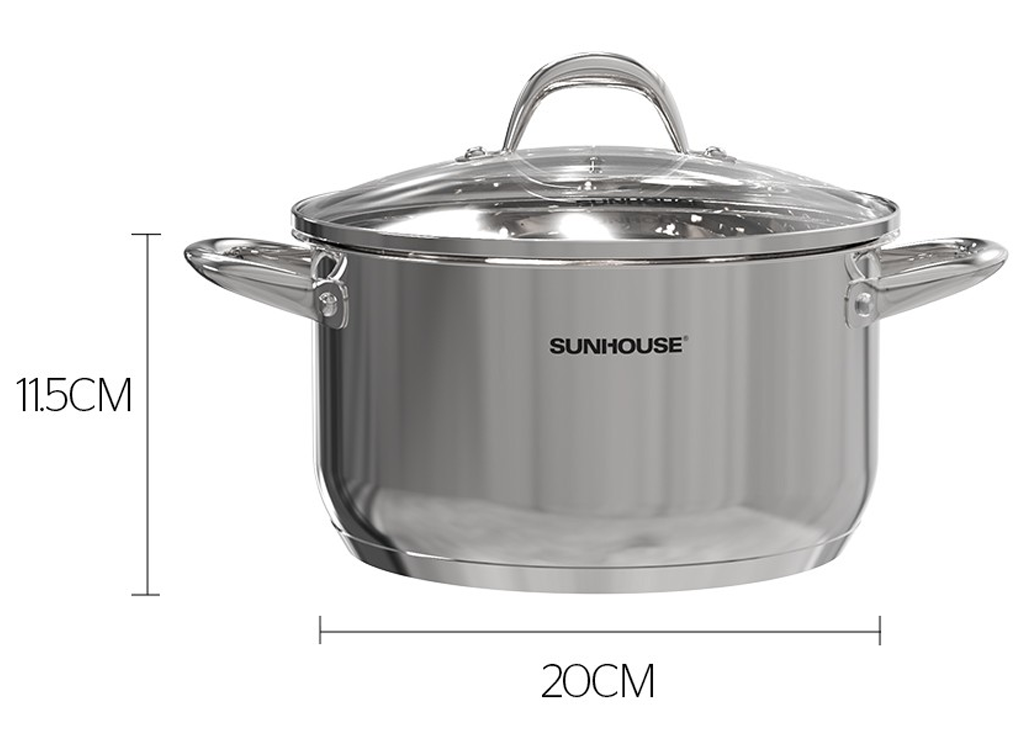 Nồi Inox 3 Đáy Sunhouse SHG301-20 2