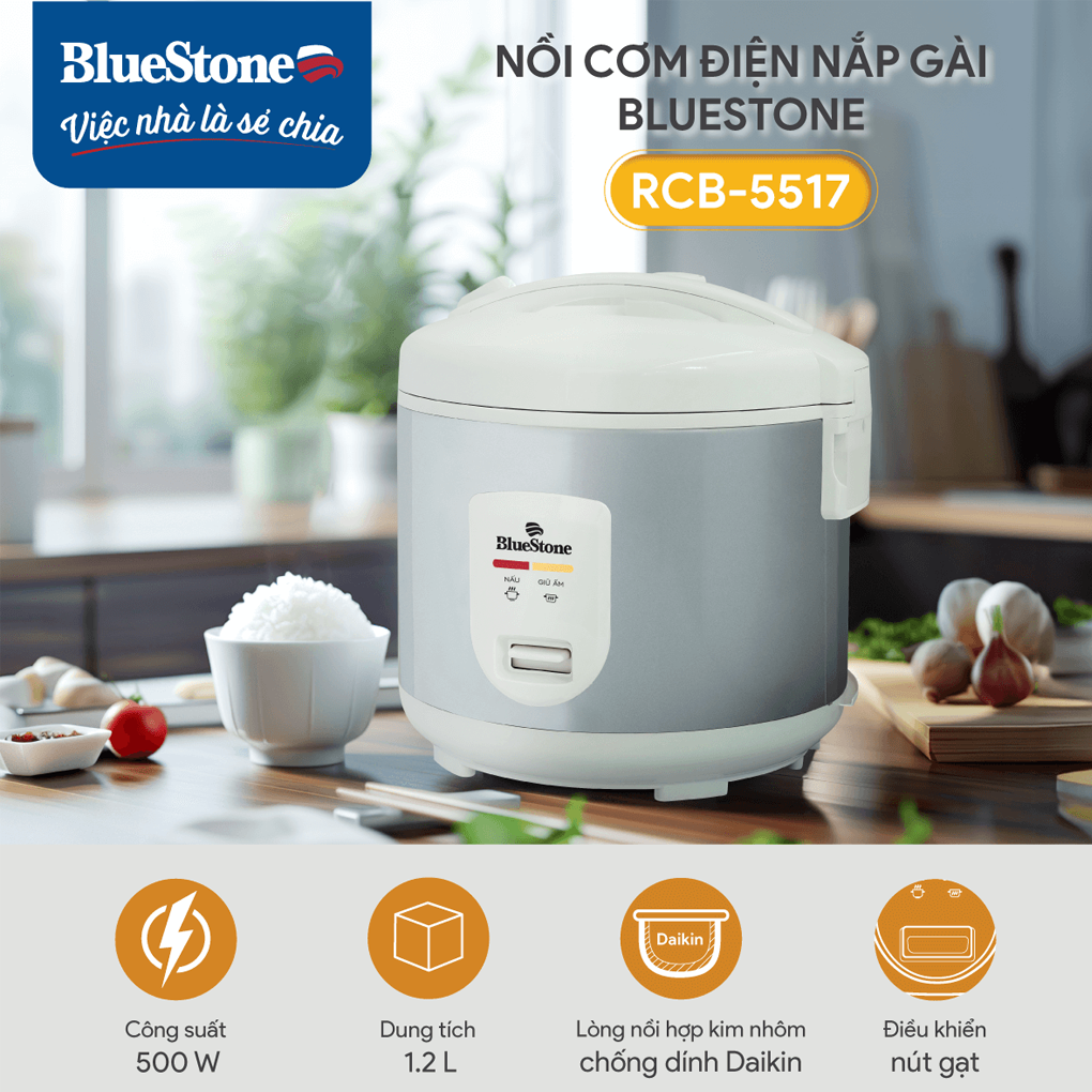 Nồi Cơm Điện Nắp Gài BlueStone RCB-5517 1.2 Lít 1
