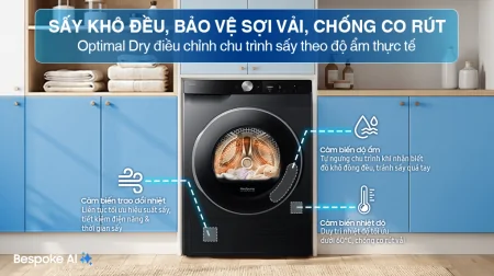 Máy Sấy Bơm Nhiệt Samsung 9 Kg DV90T6240LB/SV