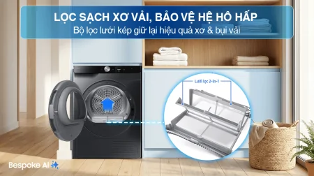 Máy Sấy Bơm Nhiệt Samsung 9 Kg DV90T6240LB/SV