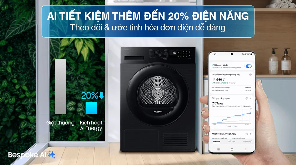 Máy Sấy Bơm Nhiệt Samsung 9 Kg DV90CGC2A0ABSV