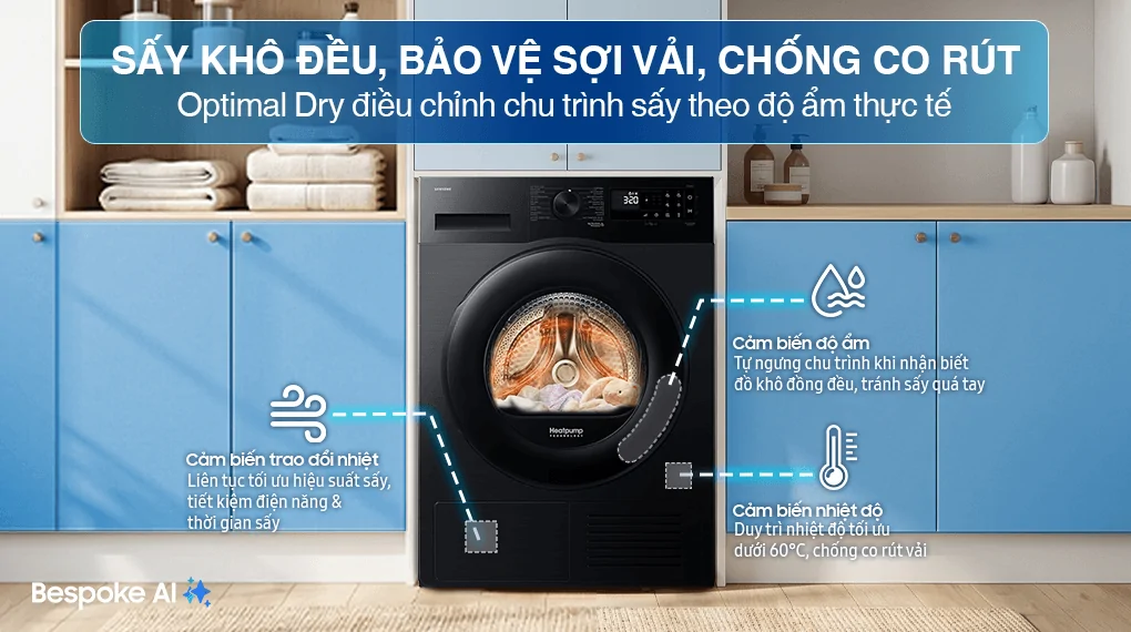Máy Sấy Bơm Nhiệt Samsung 9 Kg DV90CGC2A0ABSV