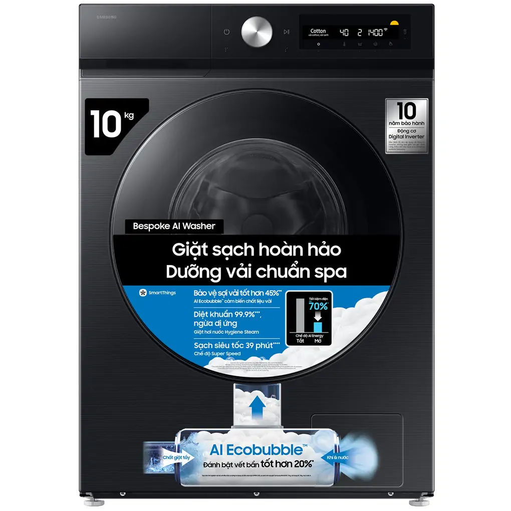 Máy Giặt Samsung Bespoke AI EcoBubble Inverter 10 kg WW10DB7U34GBSV