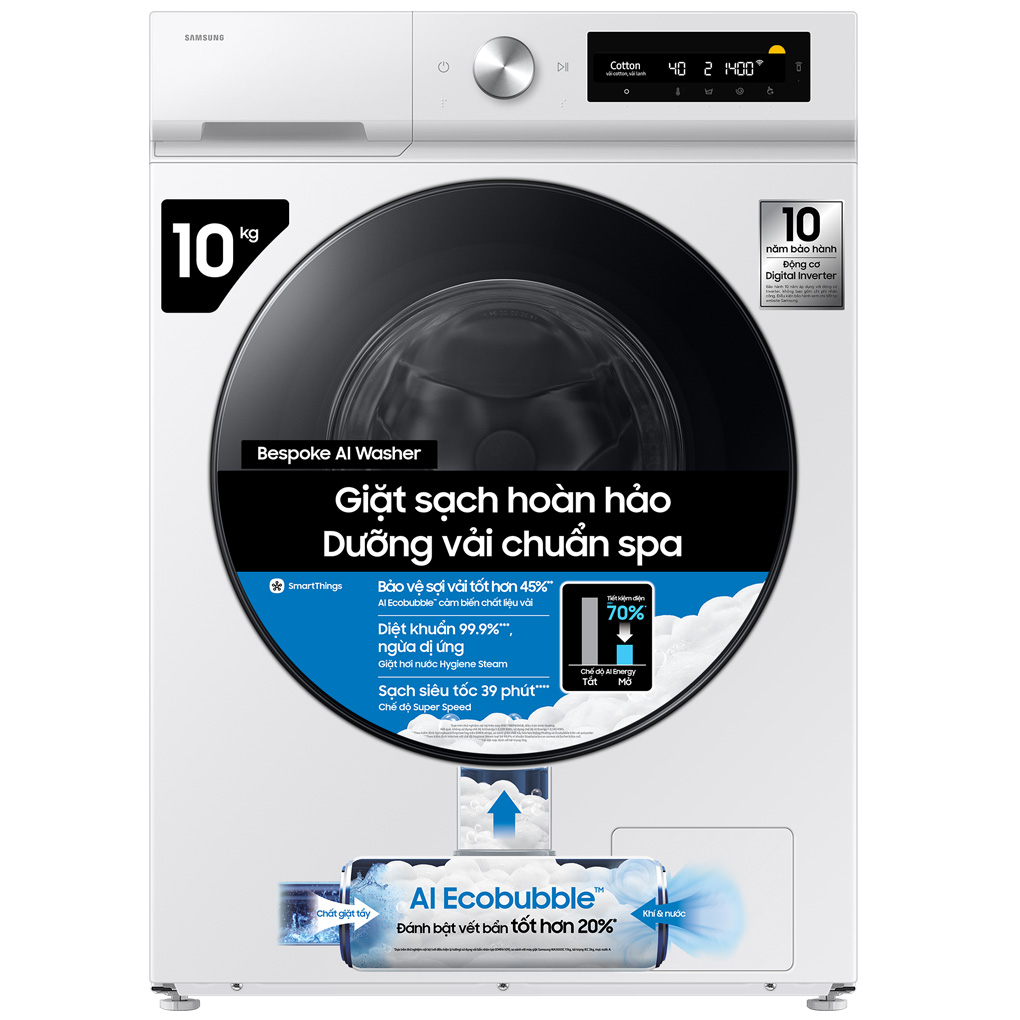 Bespoke AI EcoBubble Inverter 10 kg WW10DB7U34GWSV