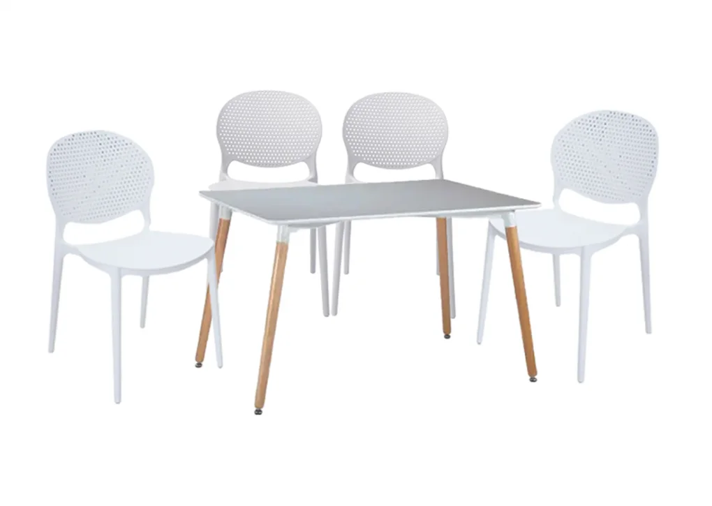 Bộ Bàn SL-673 Trắng + 4 Ghế Nhưa SL-7097 trắng