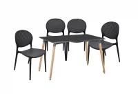 Bộ Bàn SL-673 Đen + 4 Ghế Nhưa SL-7097 Đen