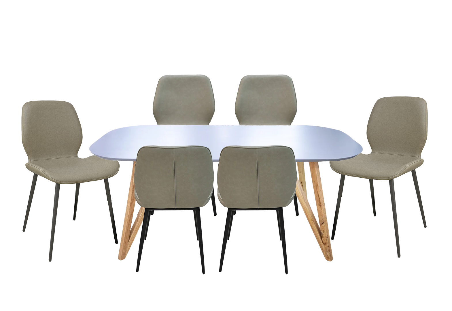 Bộ Bàn Ăn Spring NS9261 Xám + 6 Ghế Ăn ECOMDC1 Xám