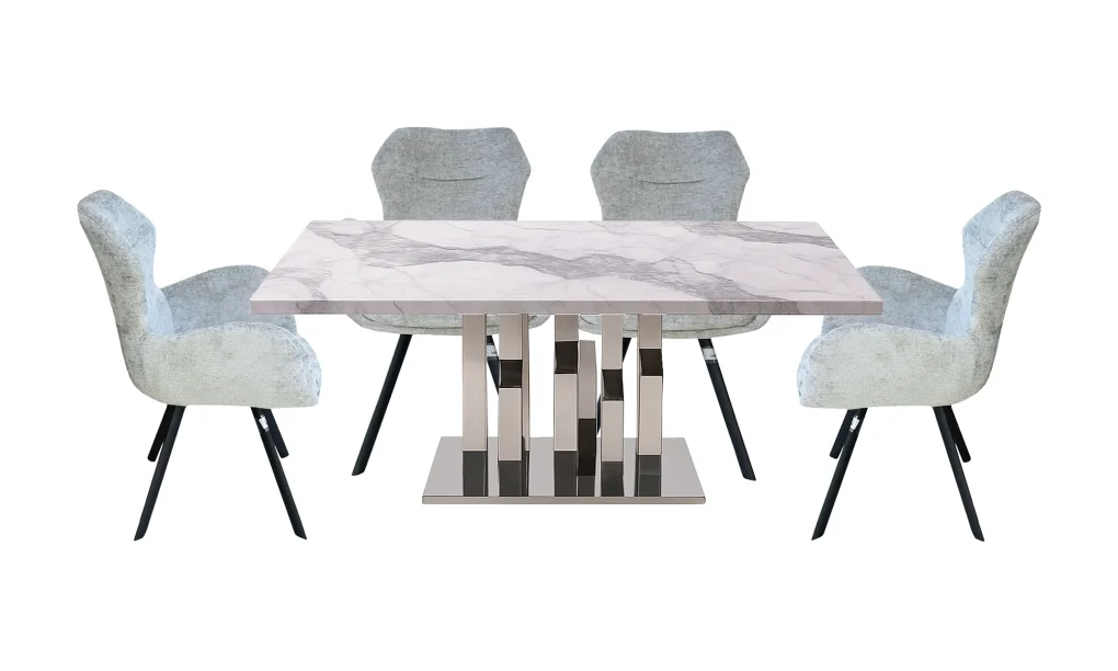 Bộ Bàn Ăn Phillip DT-232-1 + 4 Ghế Ăn Marito VD6381-F Beige