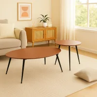 Bộ Bàn Coffee 302 1.2M + Bàn coffee 302S 50cm Nâu gỗ