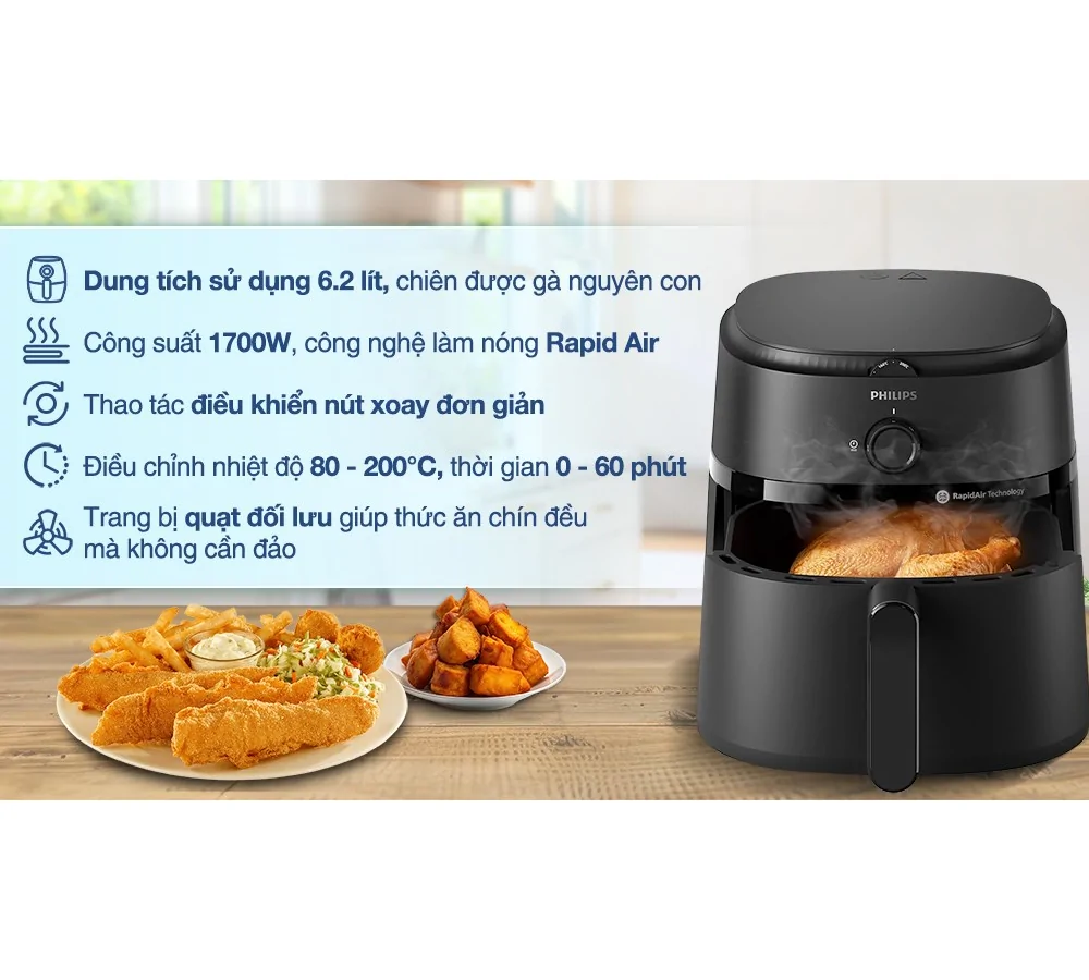Nồi Chiên Không Dầu Philips NA130/00 6.2 Lít 5