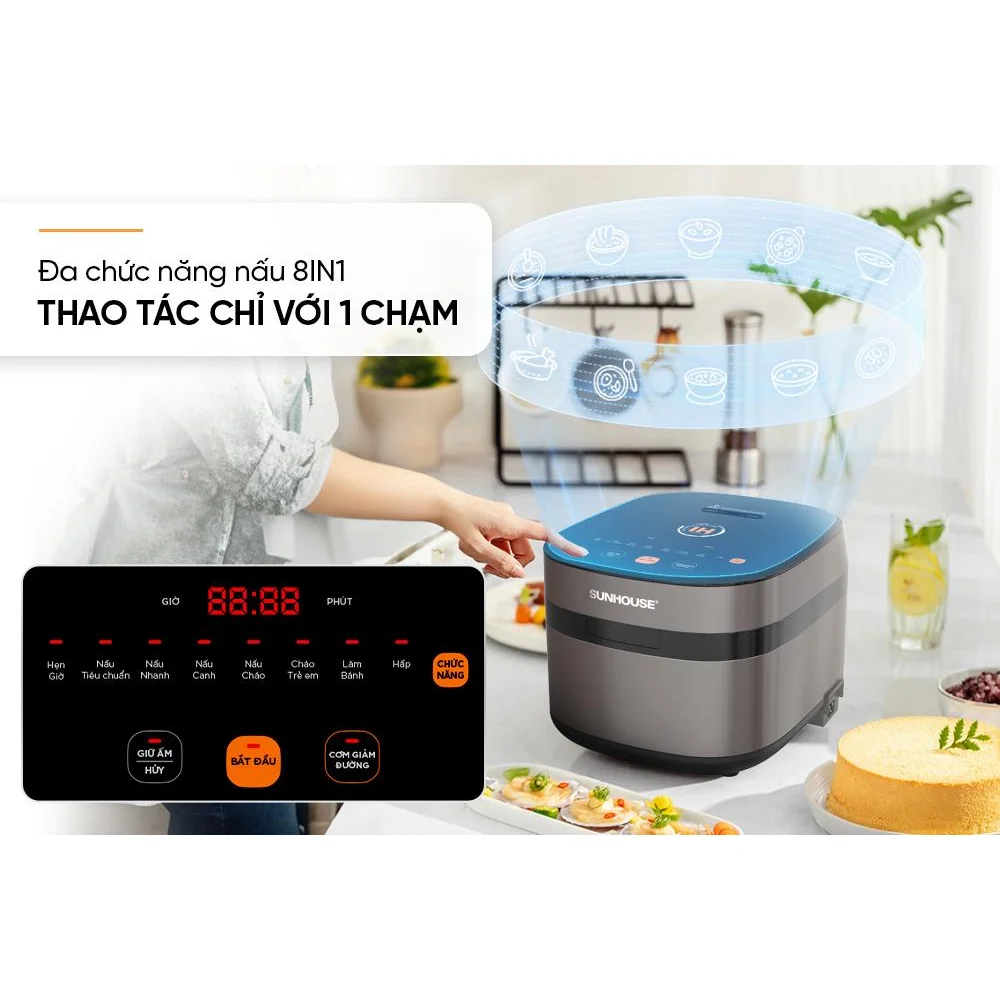 Nồi Cơm Điện Cao Tần Sunhouse SHD8826 1.5 Lít 9