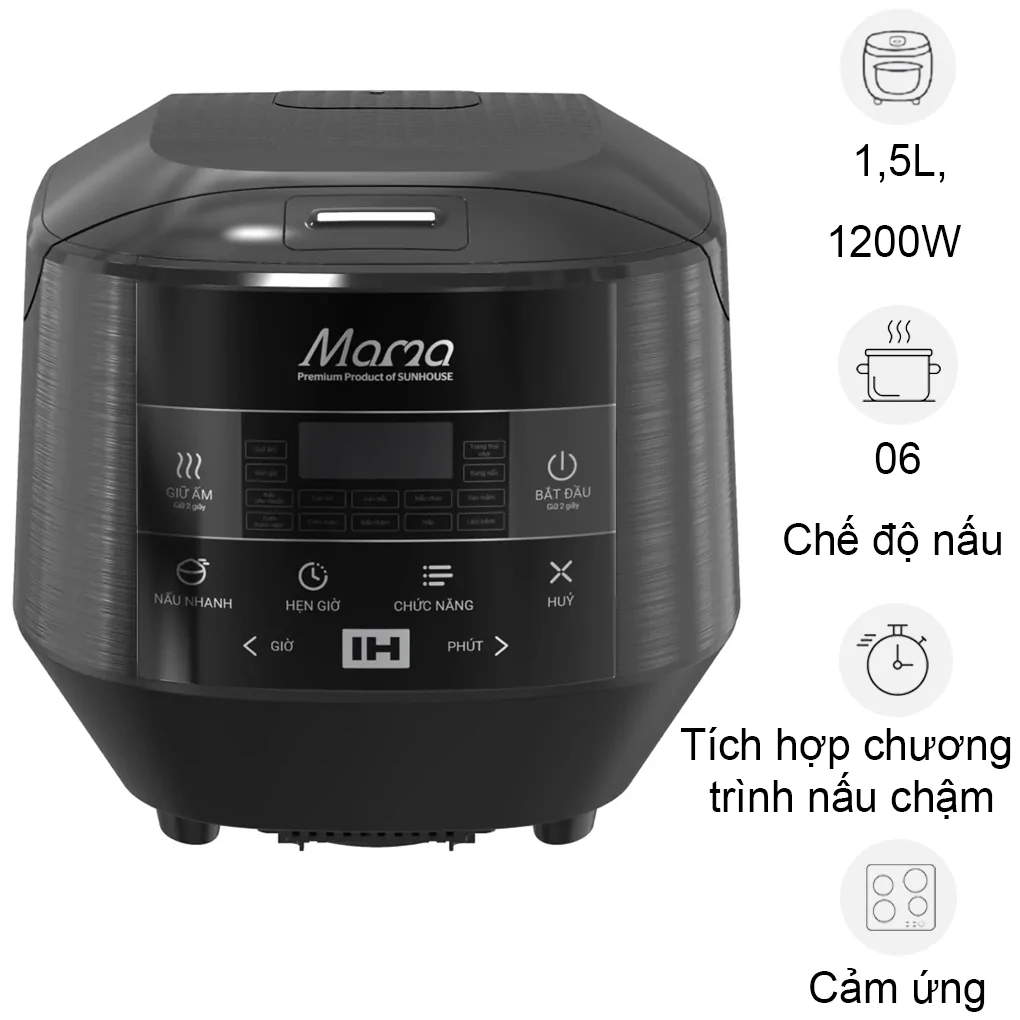 Nồi Cơm Điện Cao Tần Sunhouse Mama SHD8858 1.5 Lít