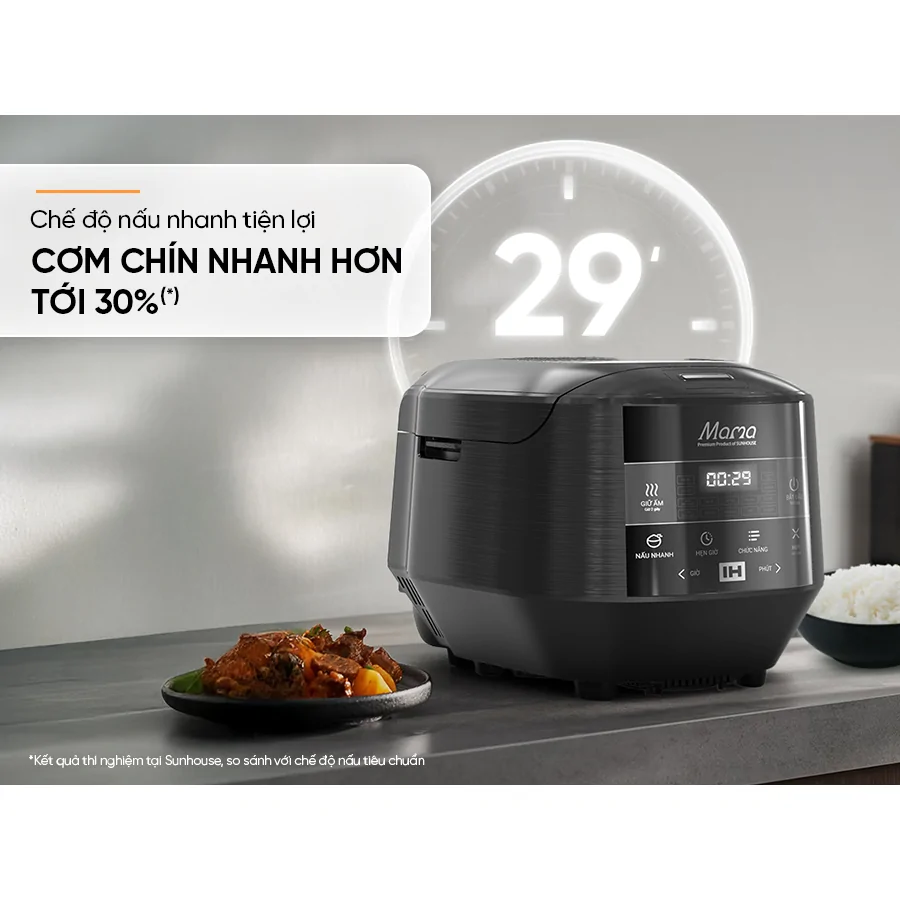 Nồi Cơm Điện Cao Tần Sunhouse Mama SHD8858 1.5 Lít 12