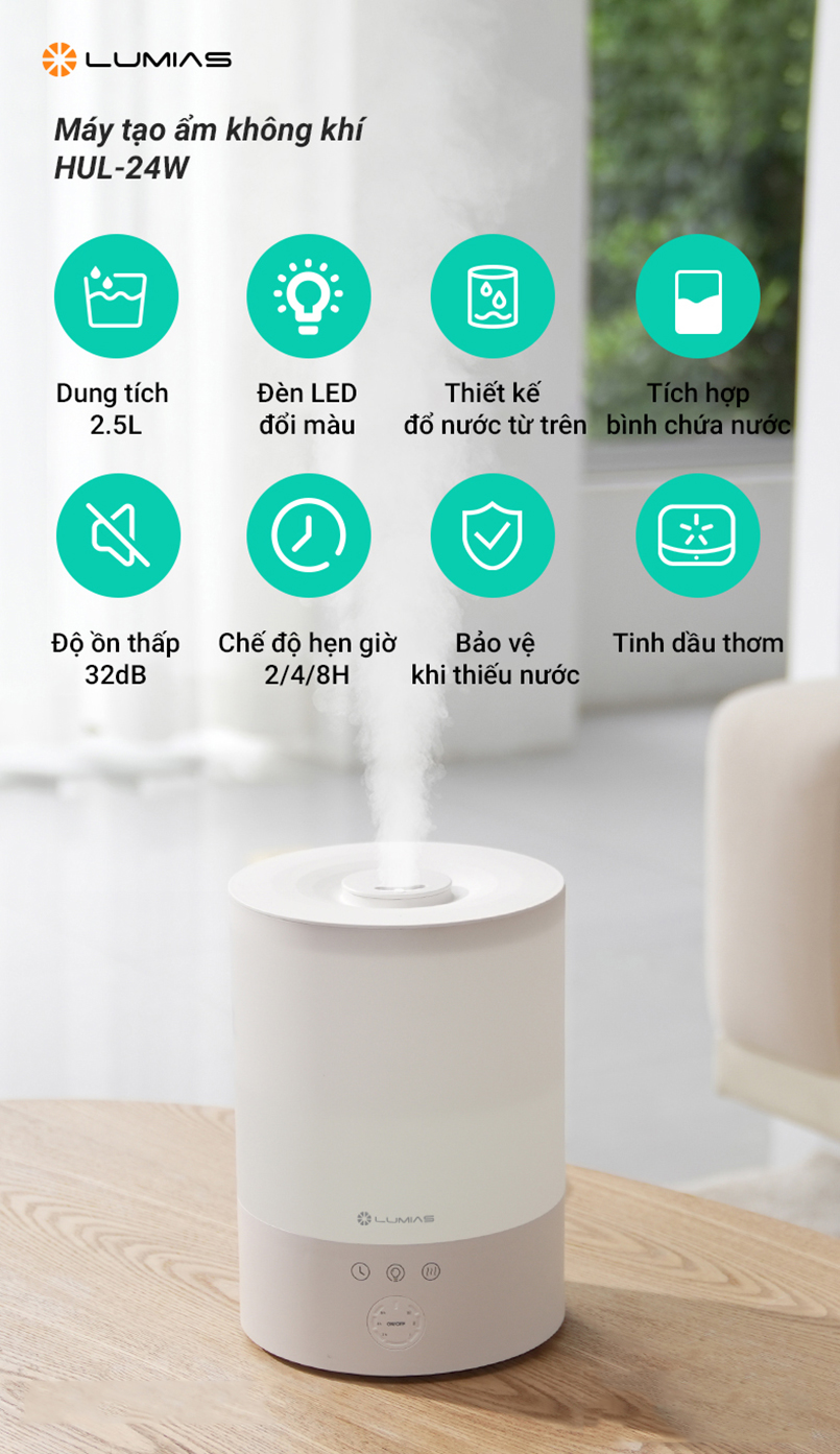 Máy Tạo Ẩm Phun Sương Lumias HUL-24W 1