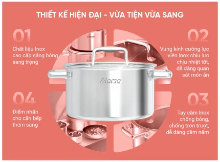 Bộ Nồi Chảo Inox Hybrid Liền Đáy Sunhouse Mama SHG810 10