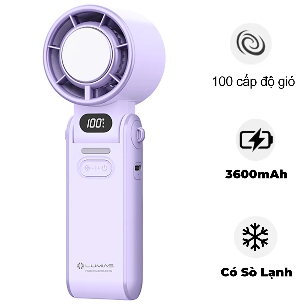 Quạt Cầm Tay Mini Có Sò Lạnh Lumias F3600 Purple