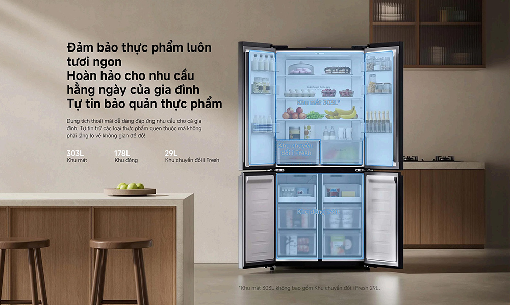 Tủ Lạnh Xiaomi Inverter 510 Lít Mijia Cross Door VN 7