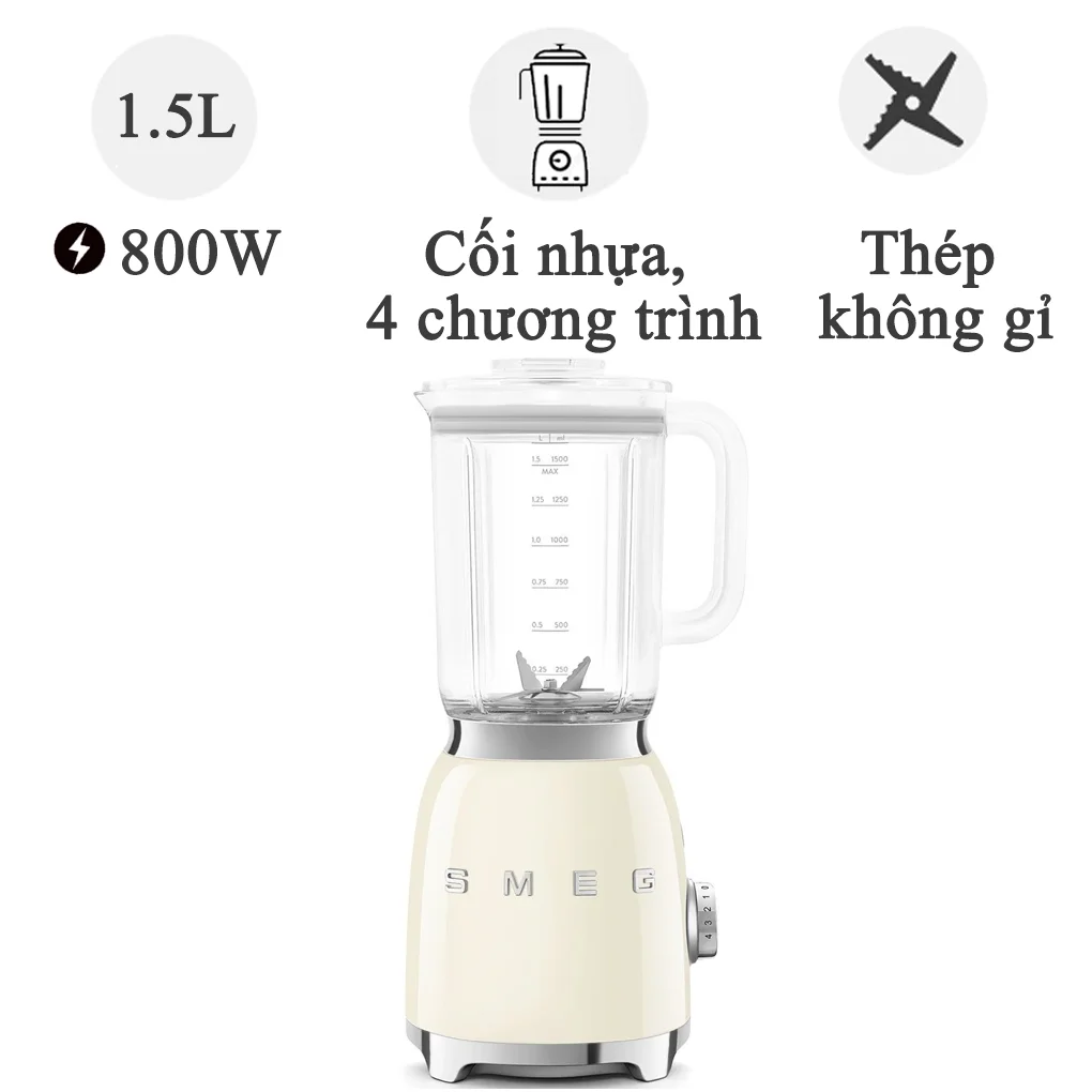Máy Xay Sinh Tố Smeg BLF03CREU Màu Kem