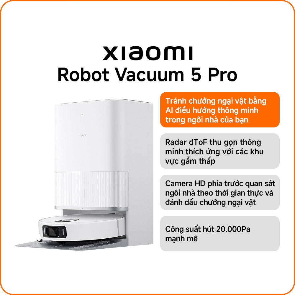 Robot Hút Bụi Lau Nhà Xiaomi Vacuum 5 Pro (BHR07WFEU) 11