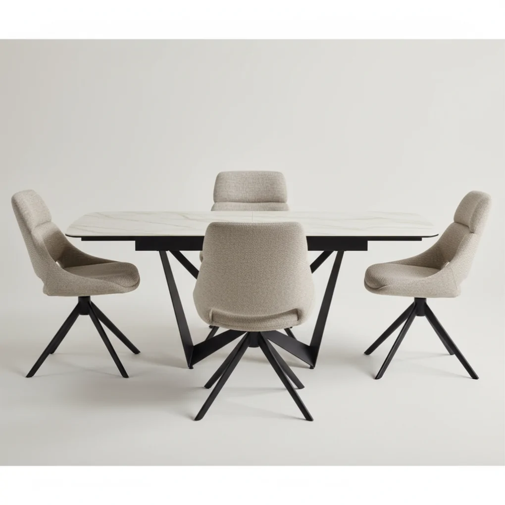 Bộ Bàn ăn (Mở rộng) Isabella VA3142-GNS-200 + 4 Ghế ăn Elsa VD3136-R Coffee