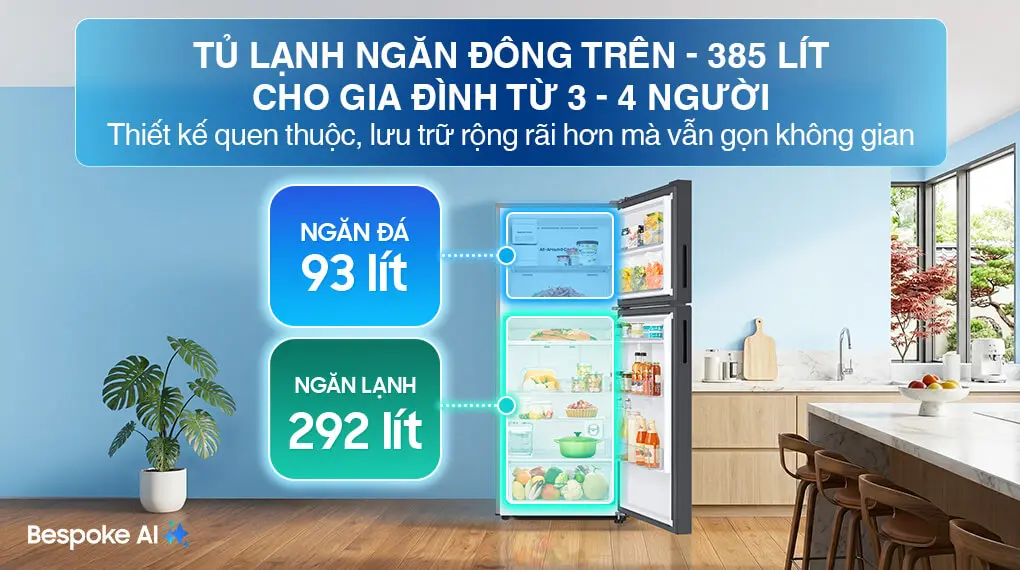 Tủ Lạnh Samsung Inverter 385 Lít Bespoke RT38CB668422SV